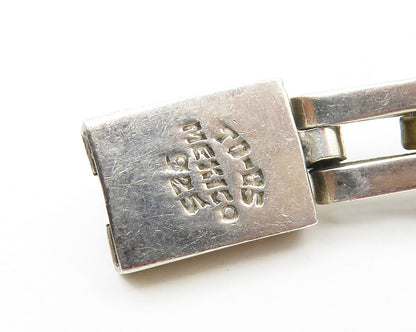 MEXICO 925 Sterling Silver  Vintage Shiny Hinge Link Chain Necklace  NE2744