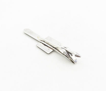 SIAM 925 Sterling Silver  Vintage Black Enamel Niello Dancer Tie Clip  TR1569