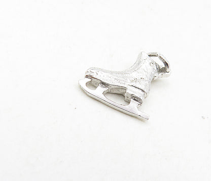 925 Sterling Silver  Vintage Petite Shiny Etched Ice Skate Pendant  PT6982
