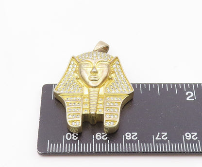925 Silver  Vintage Topaz Gold Plated Shiny Egyptian Pharaoh Pendant  PT19751