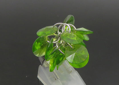 925 Sterling Silver  Vintage Peridot Cluster Shiny Cocktail Ring Sz 7  RG23516