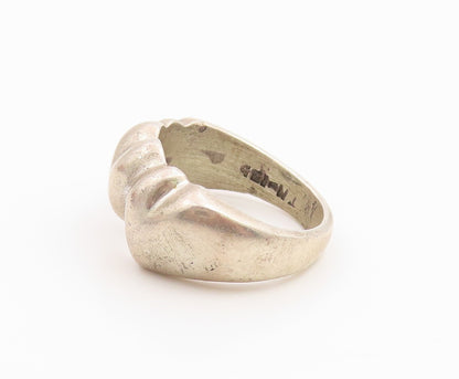 925 Sterling Silver Vintage Ring Minimalist Solid Love Heart Band  Sz 6  RG35494
