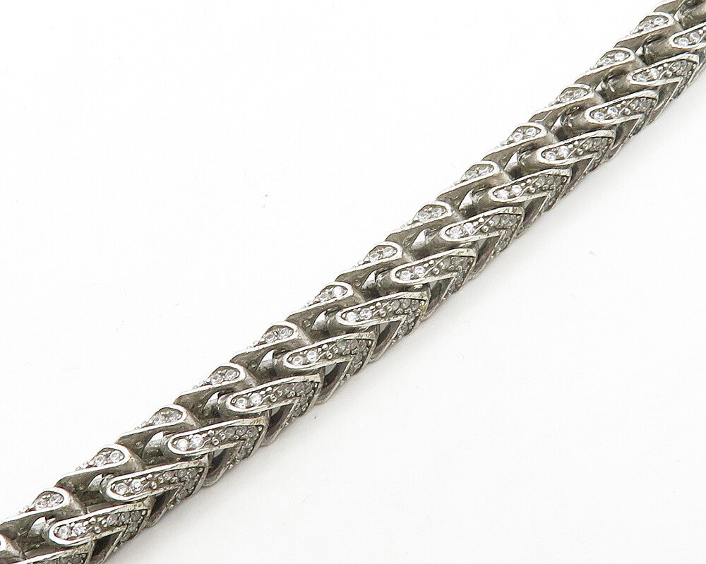 925 Sterling Silver  Vintage Cubic Zirconia Arrow Link Chain Necklace  NE2834