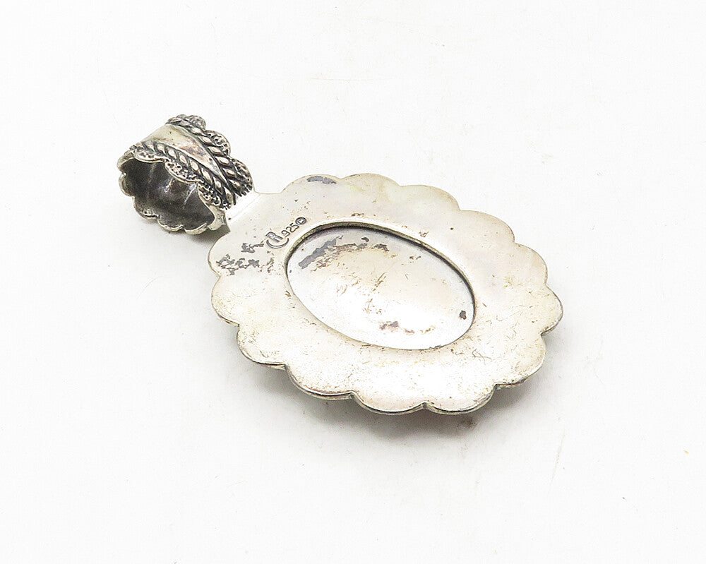 CAROLYN POLLACK RELIOS 925 Silver  Vintage Mother Of Pearl Pendant  PT7867