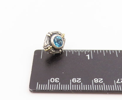 14K Gold & 925 Sterling Silver Vintage Earrings LAGOS CAVIAR Gemstone  EG14301