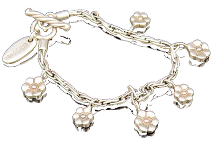 LOIS HILL 925 Sterling Silver Vintage Minimalist Flower Charm Bracelet BT9786