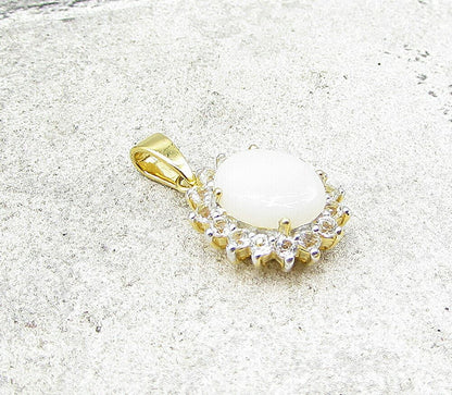 Gold Over 925 Sterling Silver Opal & White Topaz Drop Pendant PT1163