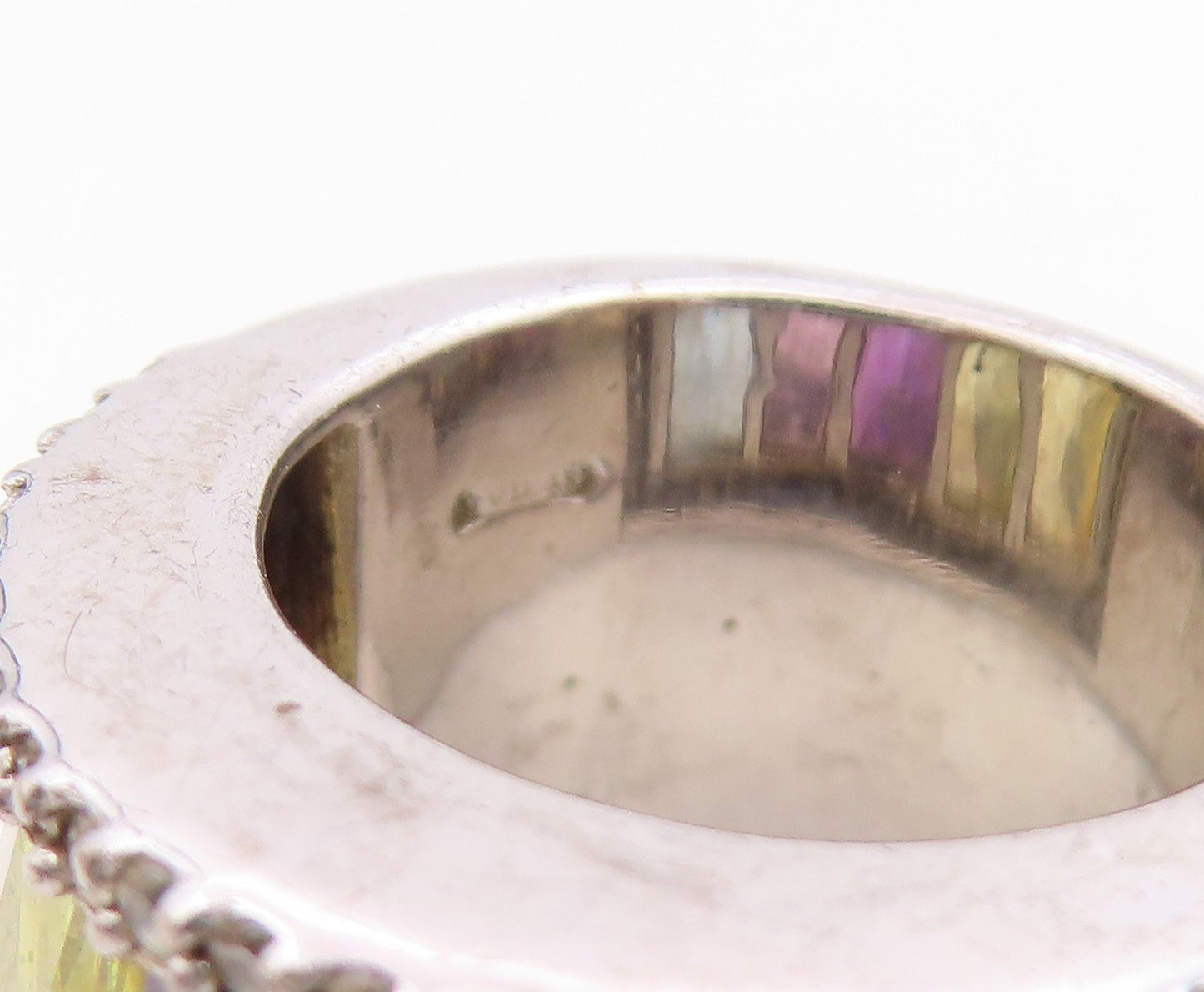 925 Sterling Silver Vintage Ring Multi Gemstone Statement Band  Sz 6.5  RG35464