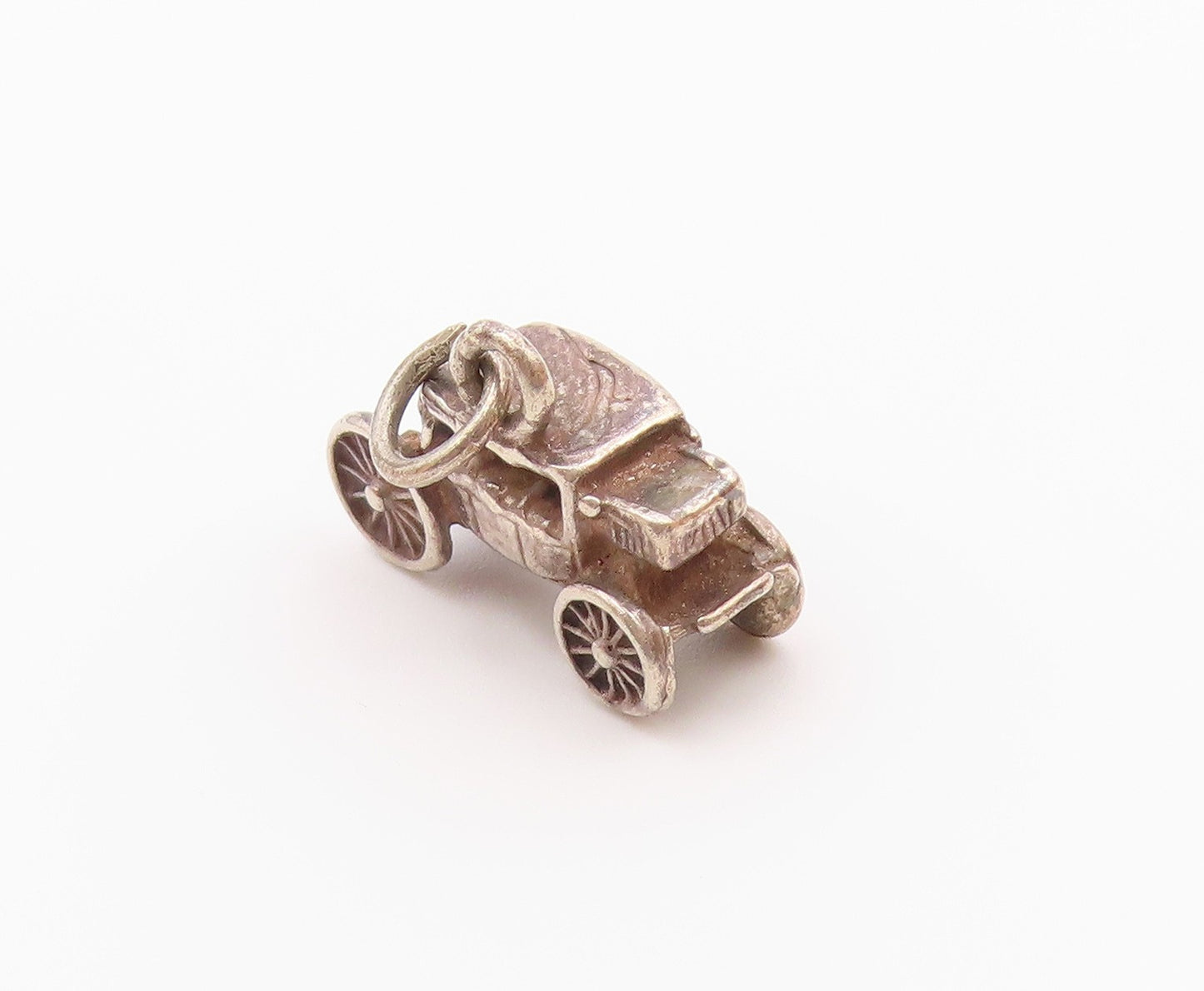 925 Sterling Silver  Vintage Petite Old Fashioned Car Pendant  PT18528