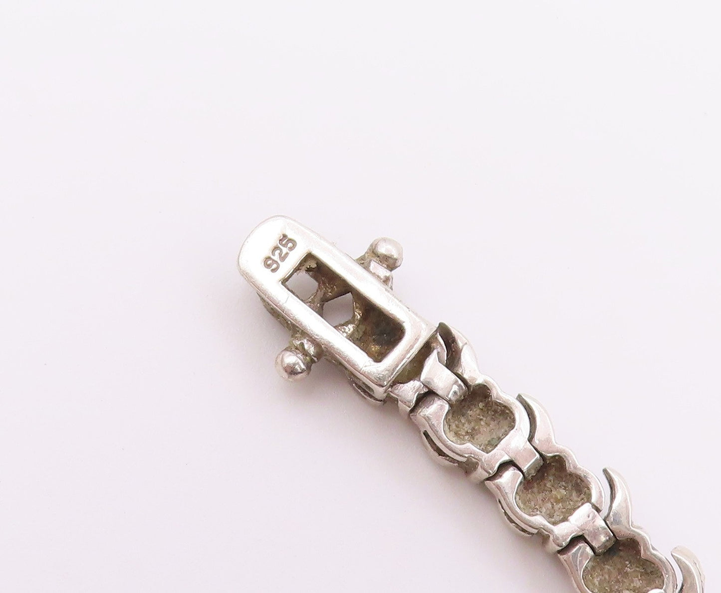 925 Sterling Silver  Shiny Round Cut Cubic Zirconia Chain Bracelet  BT7040