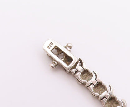 925 Sterling Silver  Shiny Round Cut Cubic Zirconia Chain Bracelet  BT7040