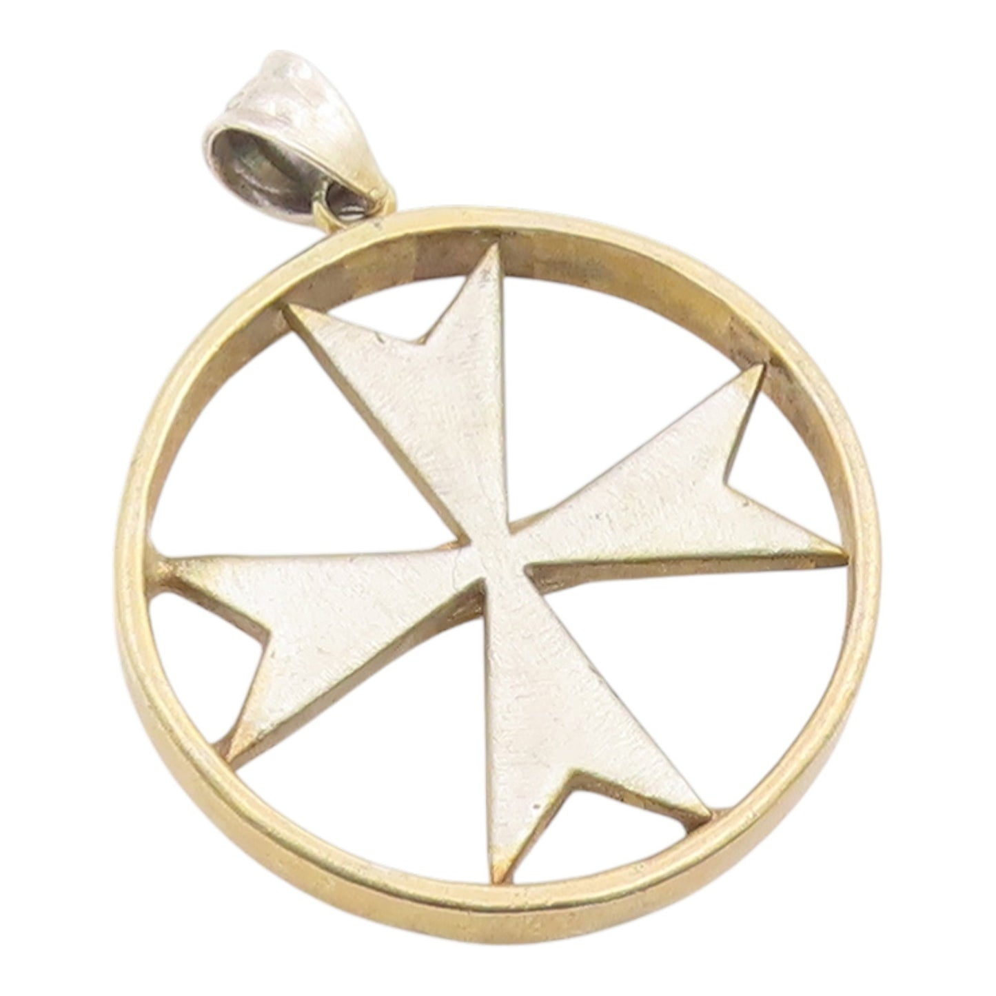 925 Sterling Silver Vintage Pendant Gold Plated Holy Maltese Cross Medal PT26070