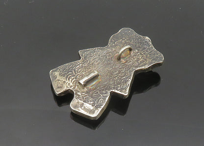 925 Sterling Silver  Vintage Modernist Teddy Bear Motif Pendant  PT15901