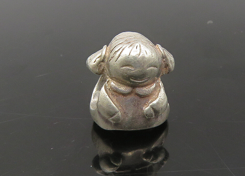 PANDORA 925 Silver  Vintage Little Girl With Pigtails Slide Pendant  PT18148