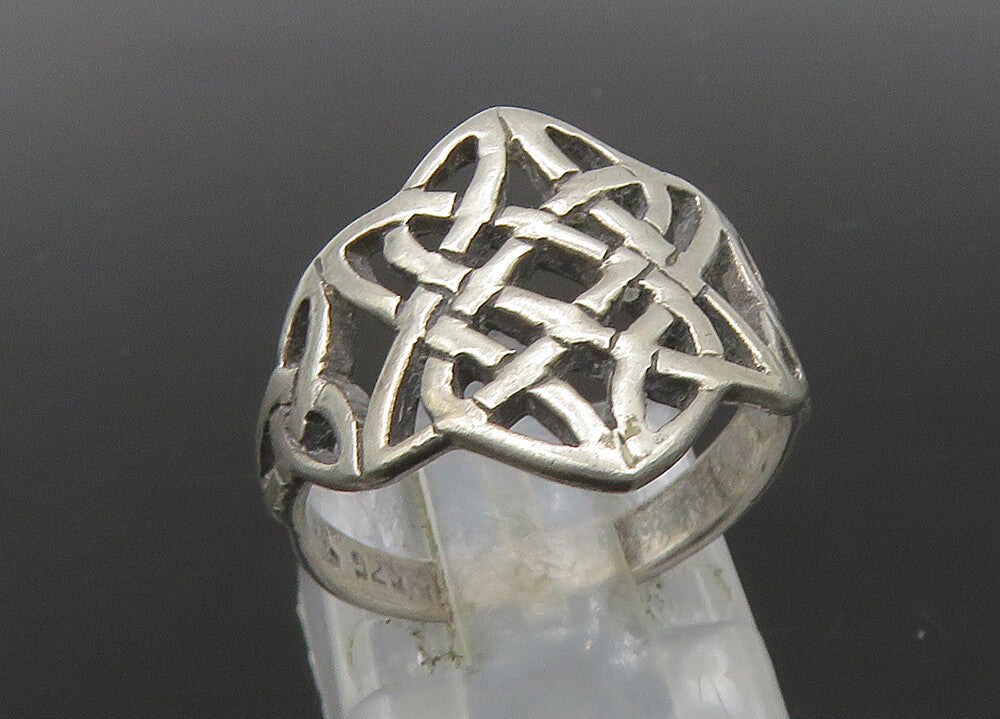 PETER STONE 925 Silver   Vintage Shiny Celtic Knot Band Ring Sz 6  RG23181