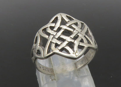 PETER STONE 925 Silver   Vintage Shiny Celtic Knot Band Ring Sz 6  RG23181