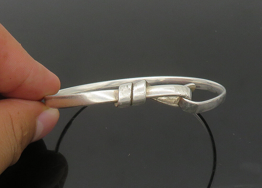 GAETAN 925 Sterling Silver  Vintage Shiny Loop Hook Bangle Bracelet  BT8885