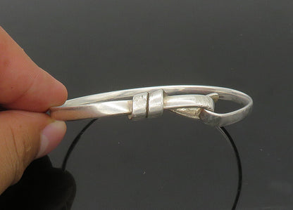 GAETAN 925 Sterling Silver  Vintage Shiny Loop Hook Bangle Bracelet  BT8885