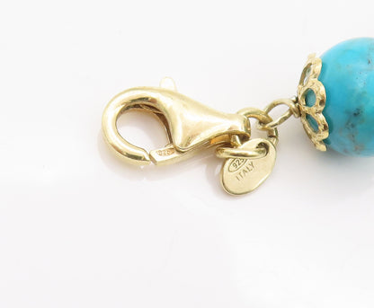 925 Sterling Silver Vintage Bracelet Cabochon Turquoise & Carved Spheres BT10269
