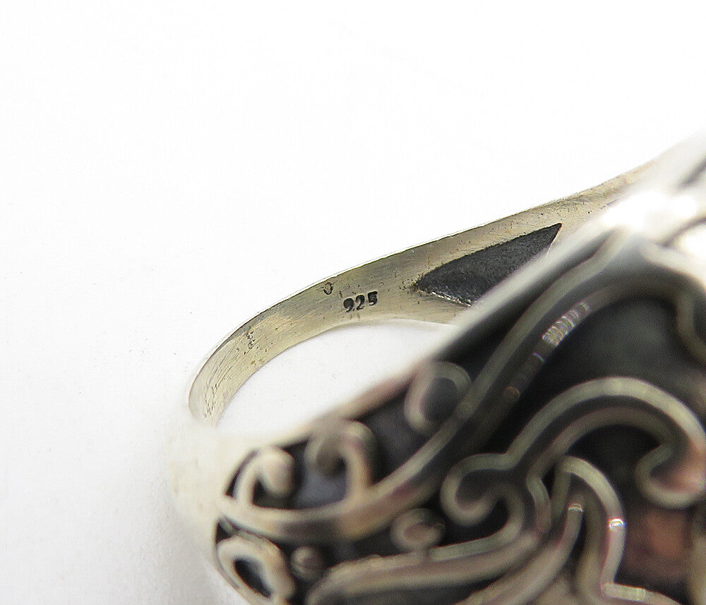 925 Sterling Silver Vintage Smoky Topaz Swirl Cocktail Ring Sz 7 RG4505