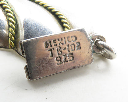 MEXICO 925 Silver  Vintage Two Tone Shiny Rope Twist Chain Necklace  NE2884