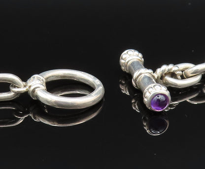 JUDITH RIPKA 925 Silver  Vintage Chalcedony & Amethyst Chain Necklace  NE3920