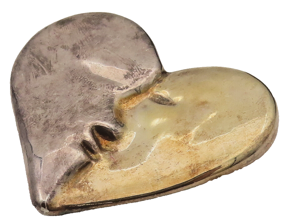 FREDERIC JEAN DUCLOS 925 Silver  Vintage Two Tone Face Brooch Pin  BP10221