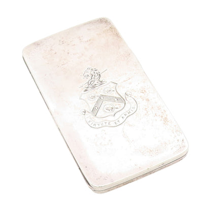 925 Sterling Silver Vintage Card Case ENGLAND Virtute et Armis OPENS  TR4170