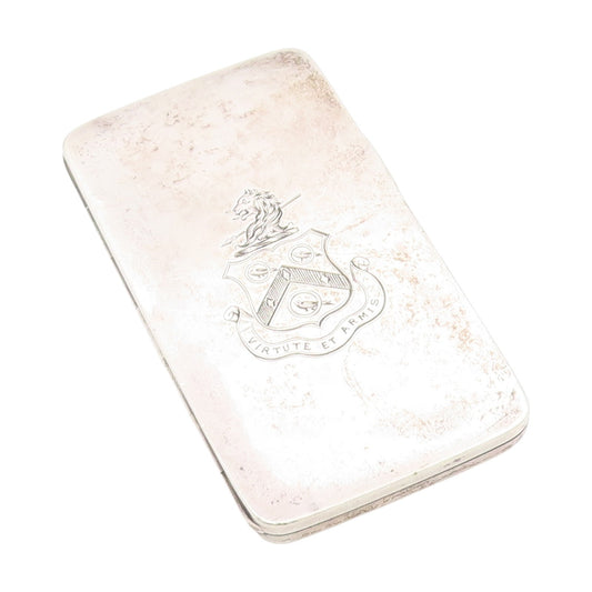 925 Sterling Silver Vintage Card Case ENGLAND Virtute et Armis OPENS  TR4170