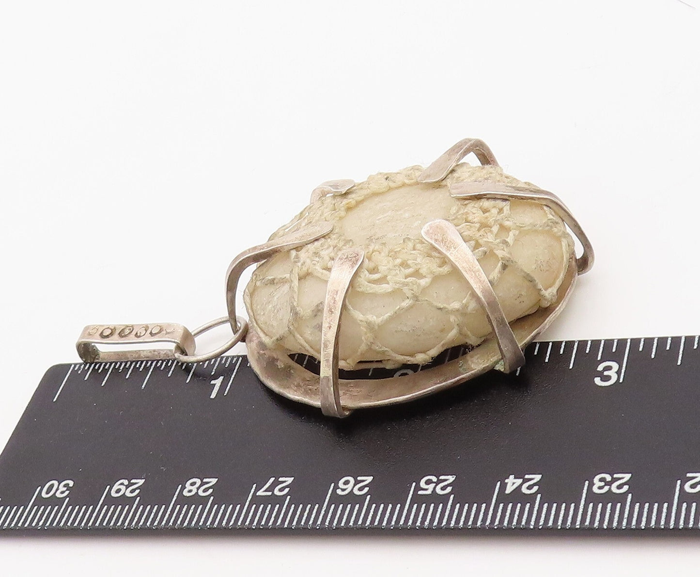 925 Sterling Silver Vintage Pendant EUROPEAN Antique Croatia Marble  PT23545