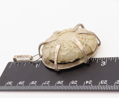 925 Sterling Silver Vintage Pendant EUROPEAN Antique Croatia Marble  PT23545