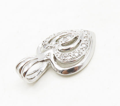 925 Sterling Silver  Shiny Cubic Zirconia Cutout Love Heart Pendant  PT12935