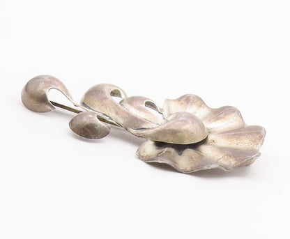 MONET 925 Silver  Vintage Carved Swirls & Fluted Abstract Brooch Pin  BP9600