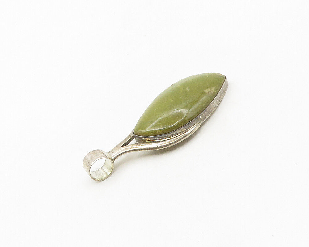 DTR JAY KING 925 Sterling Silver  Vintage Green Jasper Shiny Pendant  PT14461