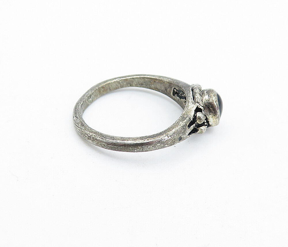 925 Sterling Silver  Vintage Black Onyx Twist Solitaire Ring Sz 8  RG5899