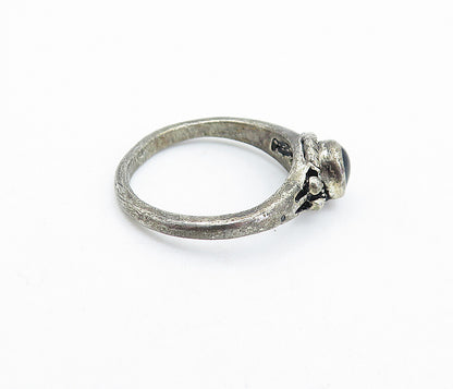 925 Sterling Silver  Vintage Black Onyx Twist Solitaire Ring Sz 8  RG5899