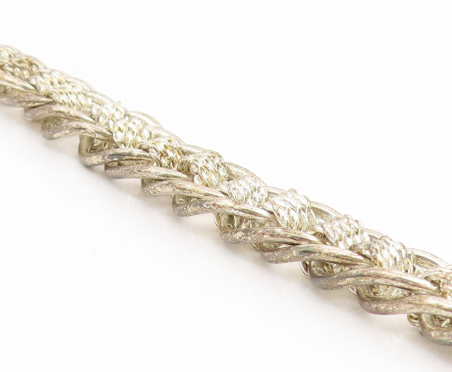 925 Sterling Silver Vintage Bracelet Bold Interlocking Woven Braid Link  BT11922