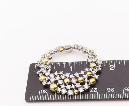 925 Sterling Silver Vintage Pendant Round Cut CZ Gold Plated Beads Ring  PT23397