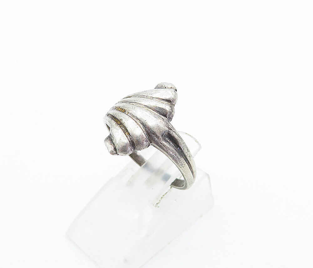 925 Sterling Silver  Vintage Dark Tone Fluted Design Band Ring Sz 7  RG4122