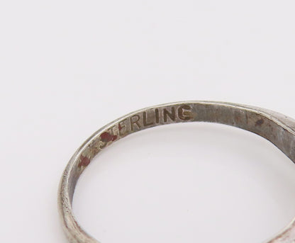 925 Silver  Vintage Antique Minimalist Cubic Zirconia Ring Sz 6.5  RG26519