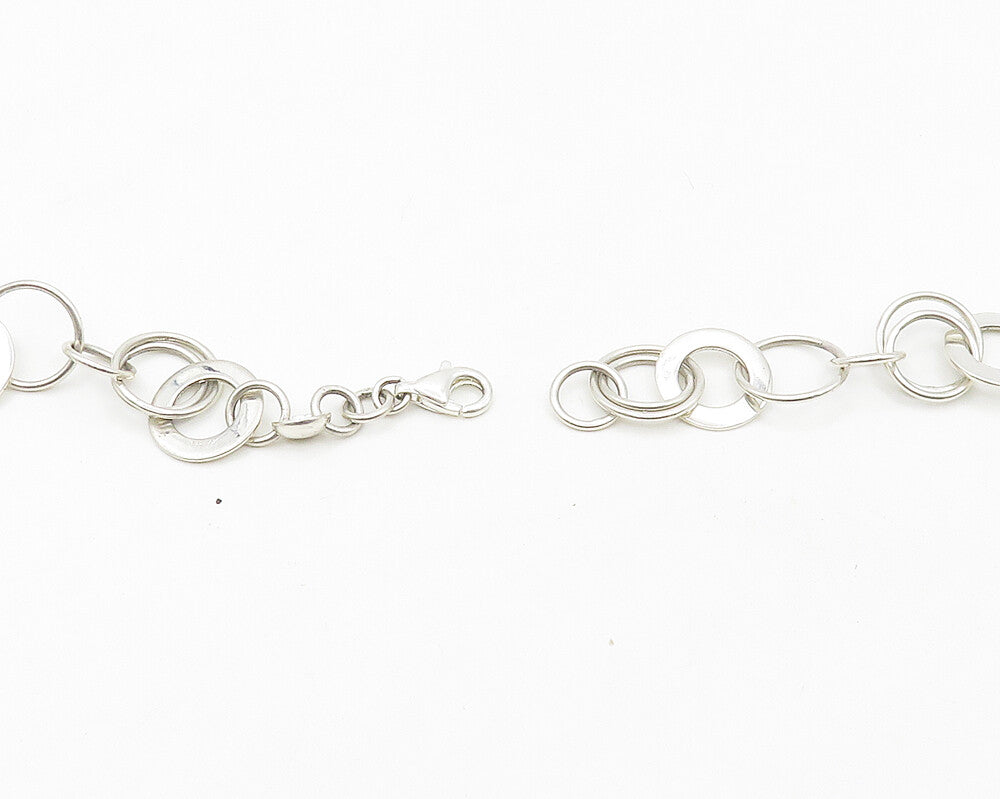 DAVID SIGAL 925 Sterling Silver Vintage Open Circle Link Chain Necklace  NE2811