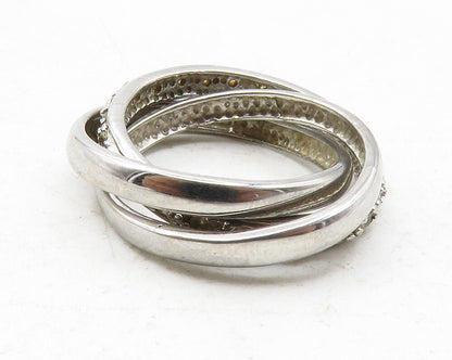 925 Sterling Silver  Vintage Topaz Smooth Band Rolling Ring Sz 5  RG12346