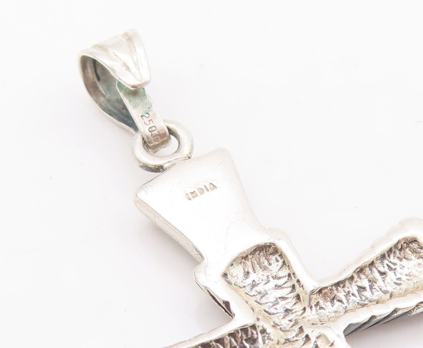 925 Sterling Silver Vintage Pendant Solid Grooved Religious Cross  PT23485