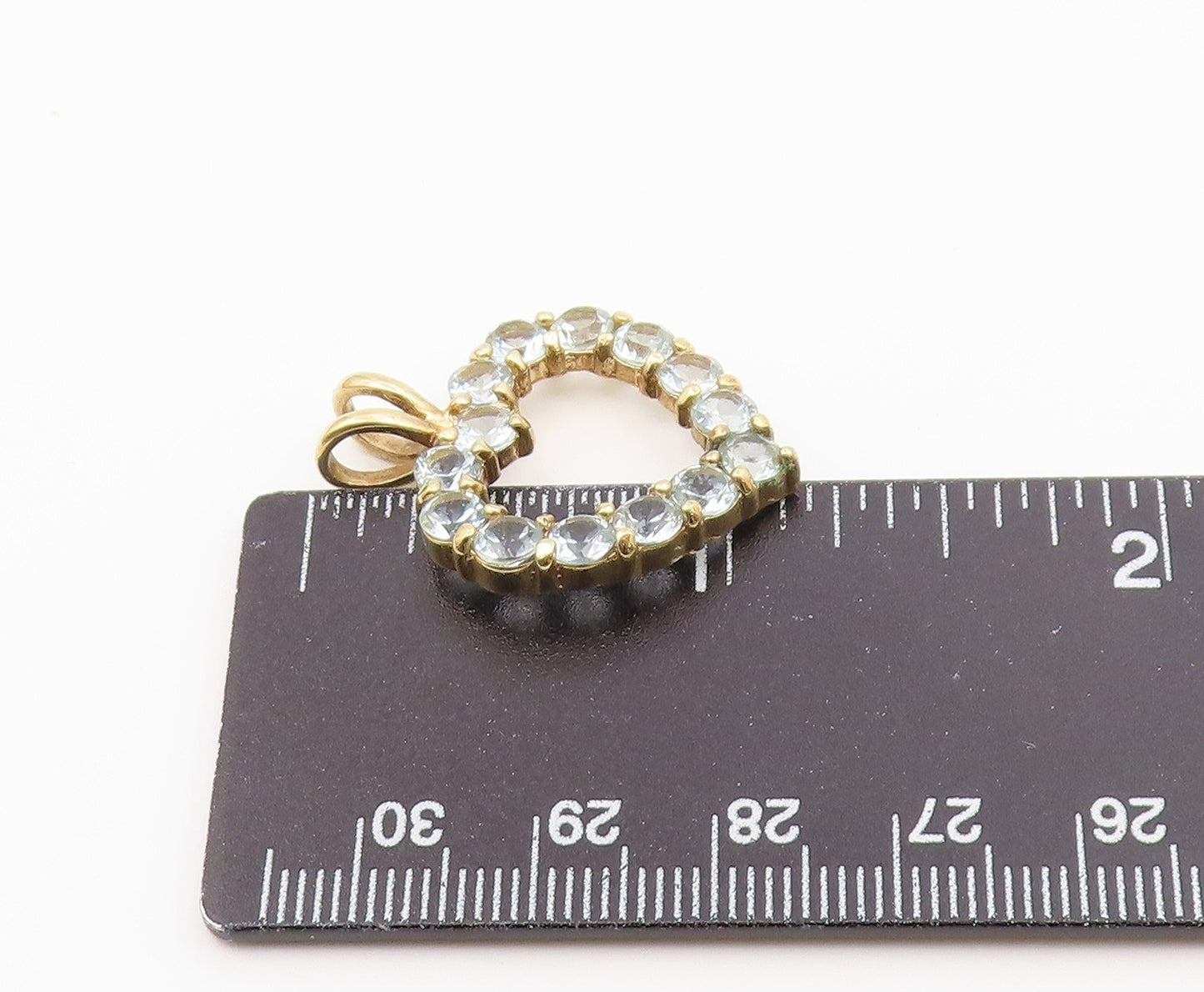 925 Silver  Vintage Blue Topaz Gold Plated Open Love Heart Pendant  PT18417