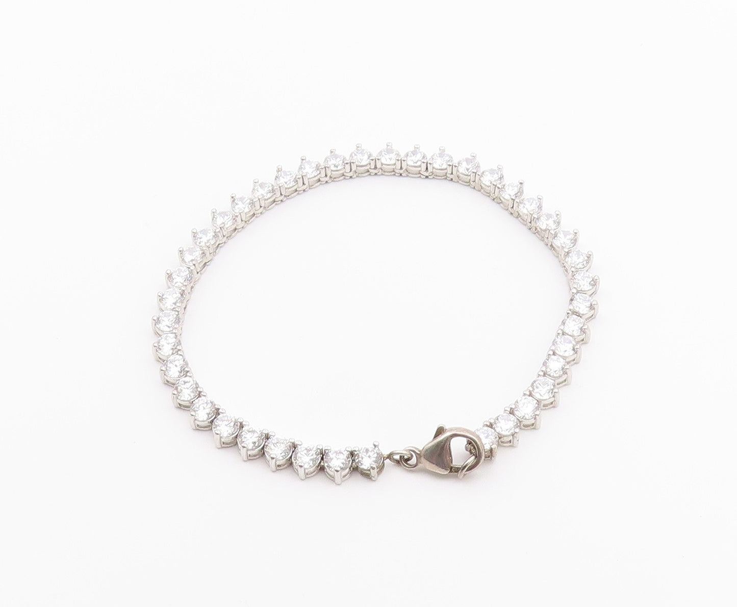 925 Sterling Silver  Shiny Prong Set Cubic Zirconia Tennis Bracelet  BT4250
