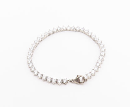 925 Sterling Silver  Shiny Prong Set Cubic Zirconia Tennis Bracelet  BT4250