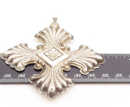 925 Sterling Silver Vintage Pendant REED & BARTON 1973 Swirly Cross  PT23844