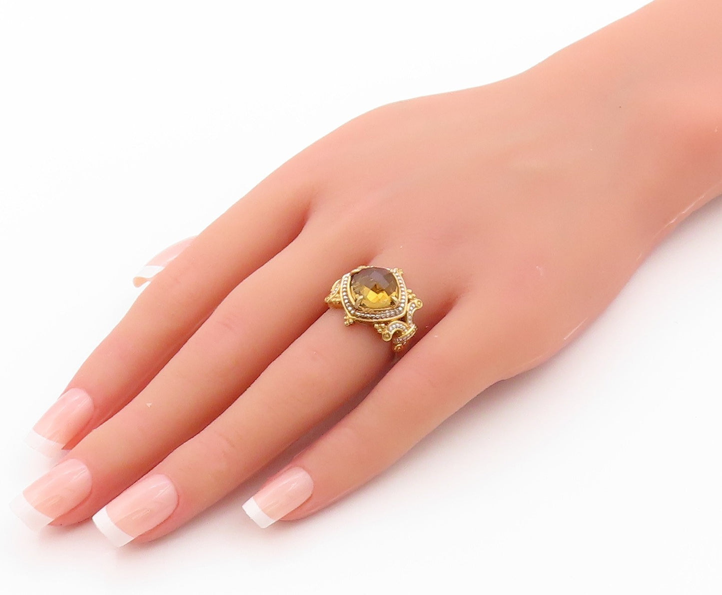 925 Sterling Silver Vintage Ring MICHAEL VALITUTTI Real Citrine  Sz 6 RG32415