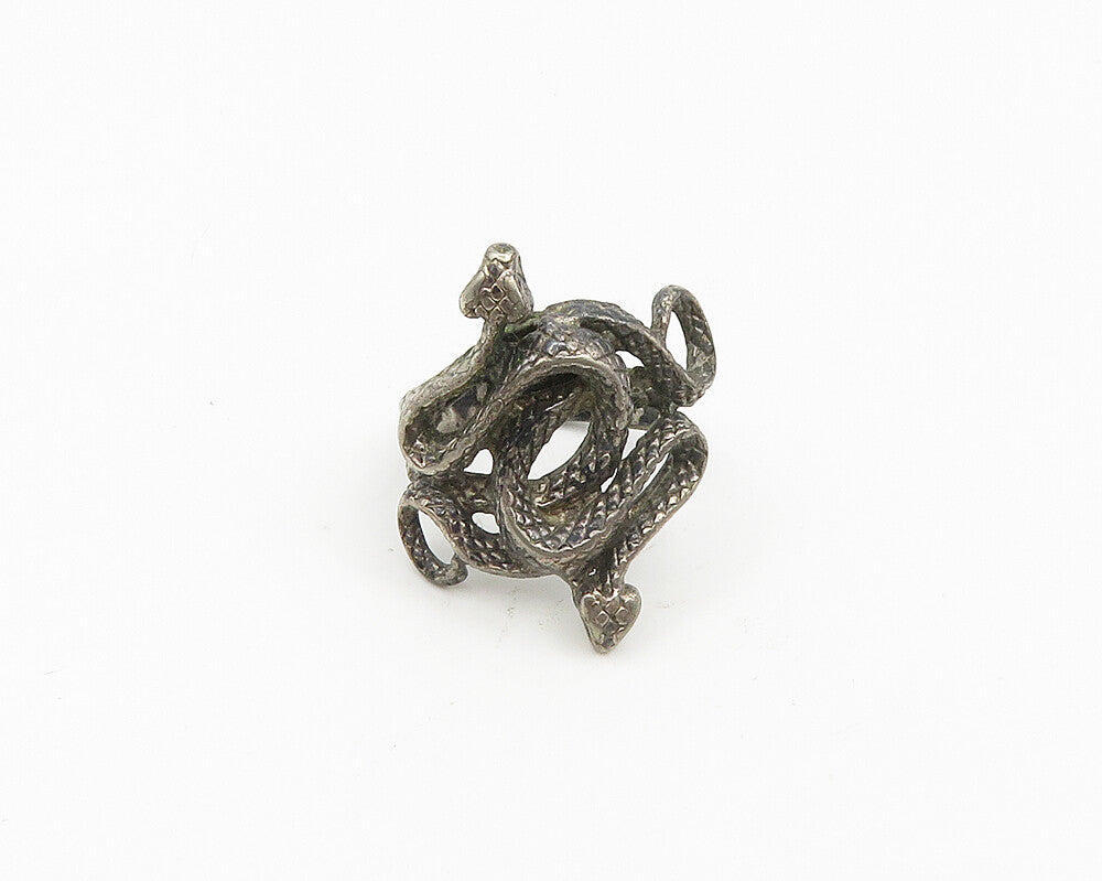 925 Sterling Silver  Vintage Dark Tone Swirl Split Band Ring Sz 6  RG18496