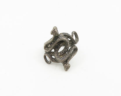 925 Sterling Silver  Vintage Dark Tone Swirl Split Band Ring Sz 6  RG18496